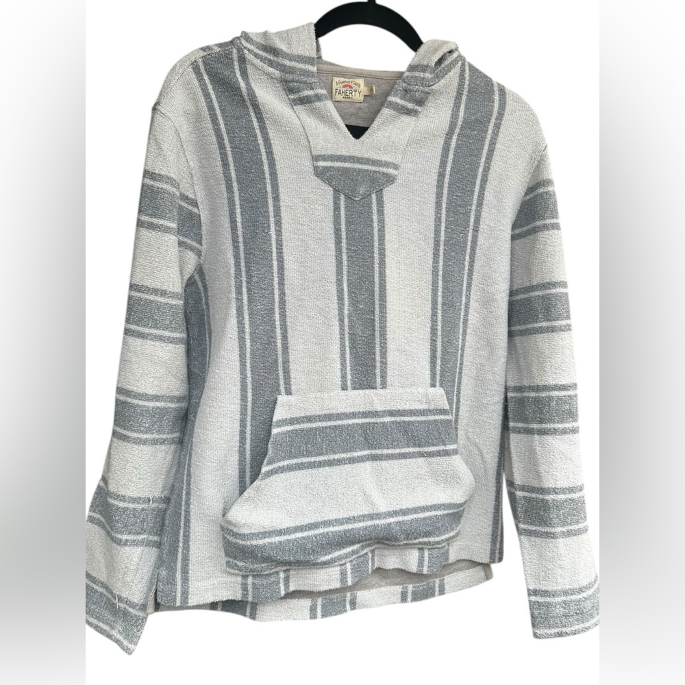 Faherty‎ Baja Beach Marina Stripe Terry Hoodie Men's Small
